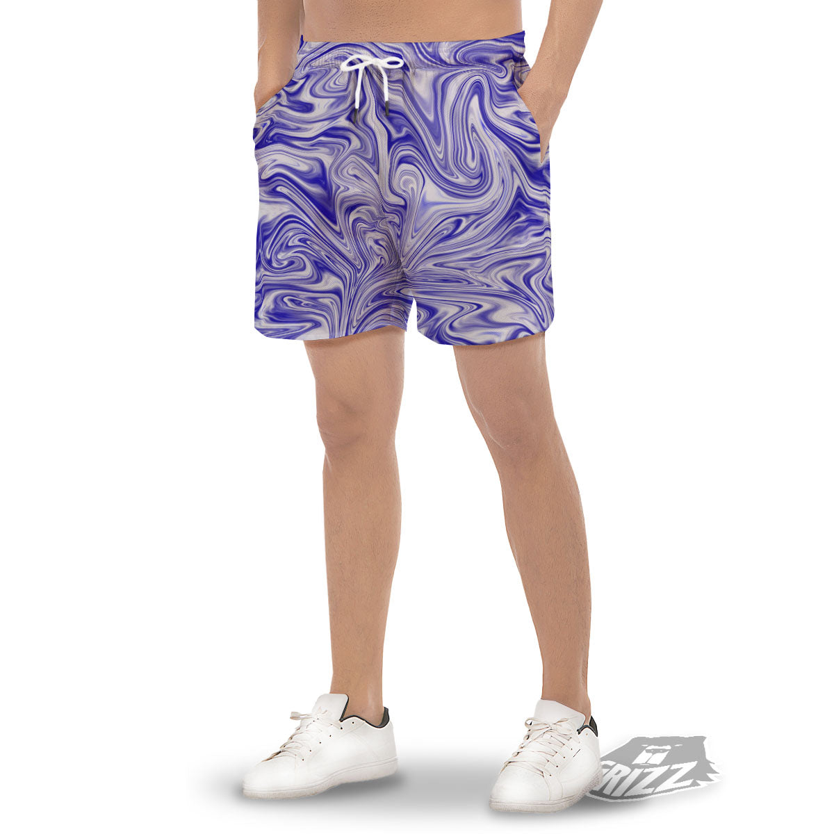 Liquid Psychedelic Print Pattern Men's Gym Shorts-grizzshop