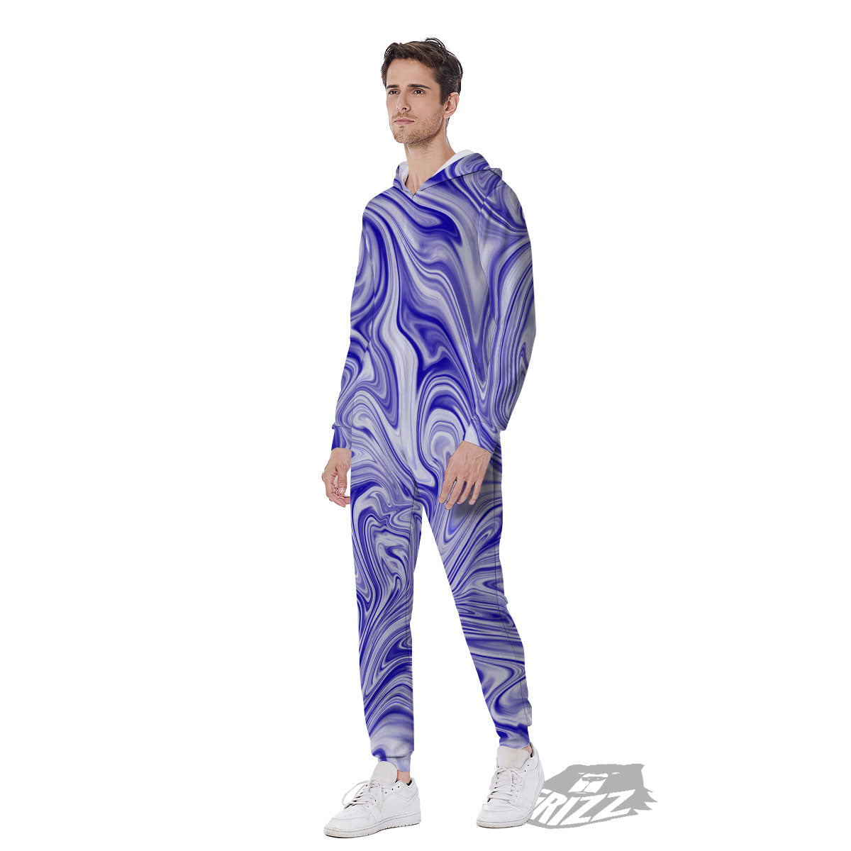 Liquid Psychedelic Print Pattern Men's Jumpsuit-grizzshop
