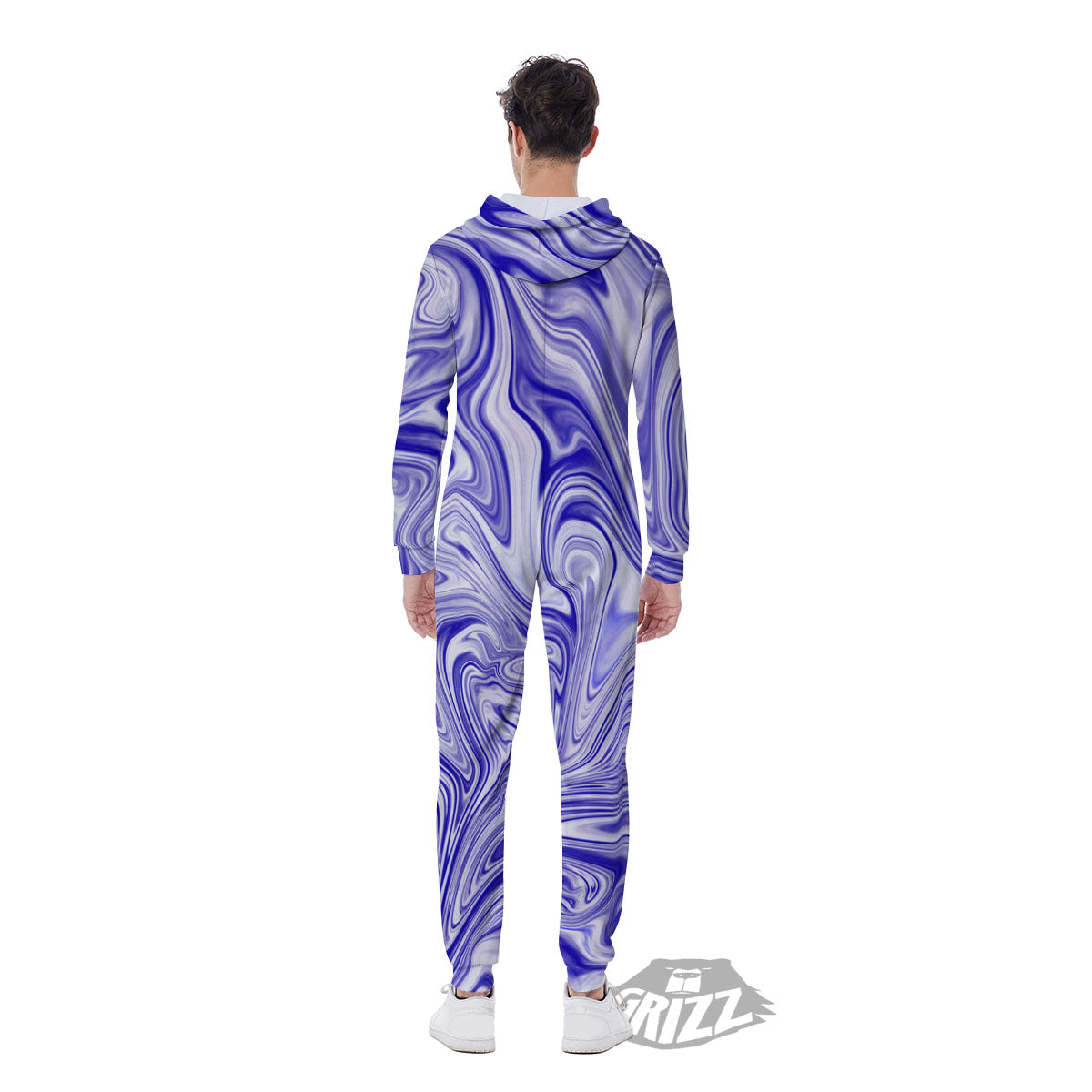 Liquid Psychedelic Print Pattern Men's Jumpsuit-grizzshop