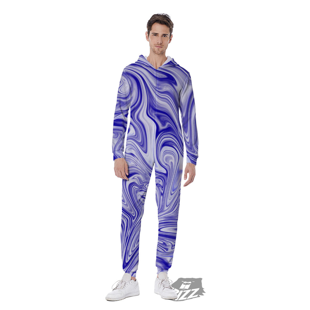 Liquid Psychedelic Print Pattern Men's Jumpsuit-grizzshop