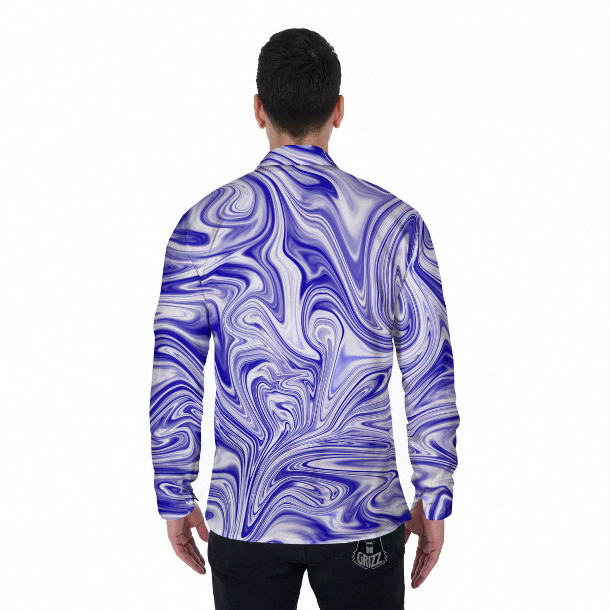 Liquid Psychedelic Print Pattern Men's Long Sleeve Shirts-grizzshop
