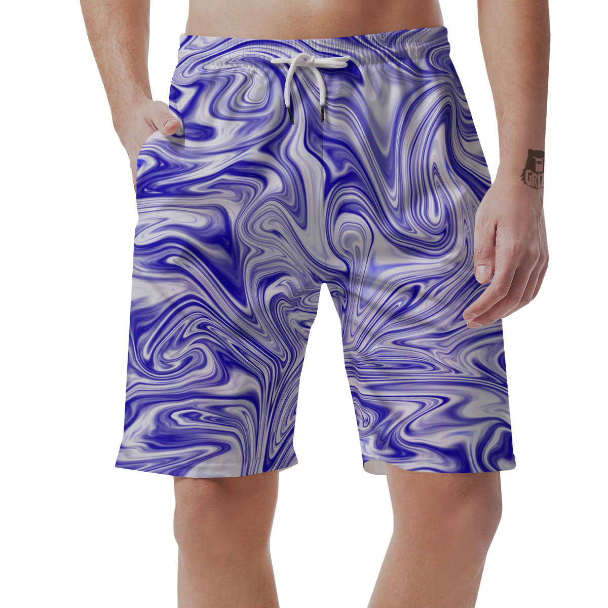 Liquid Psychedelic Print Pattern Men's Shorts-grizzshop