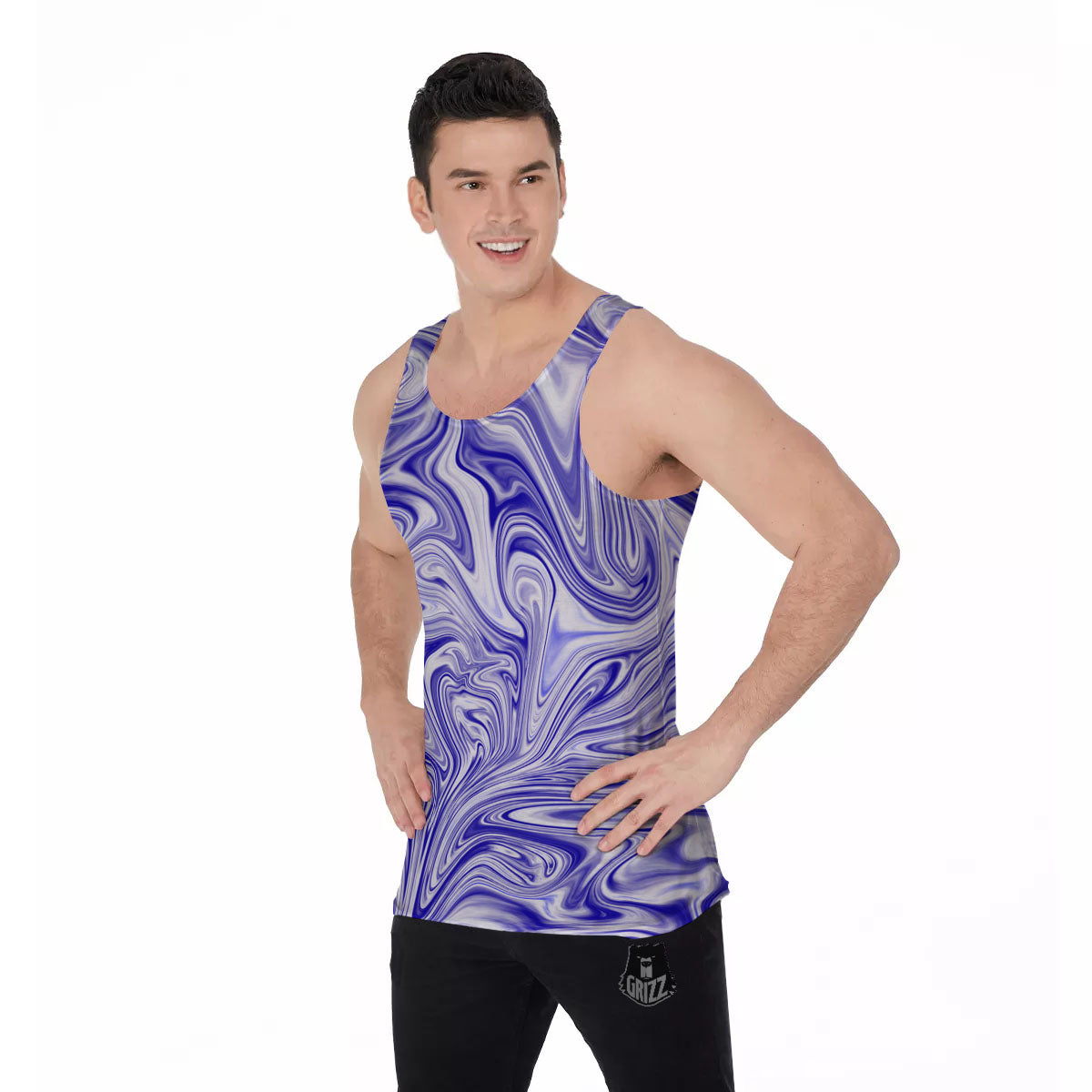 Liquid Psychedelic Print Pattern Men's Tank Top-grizzshop