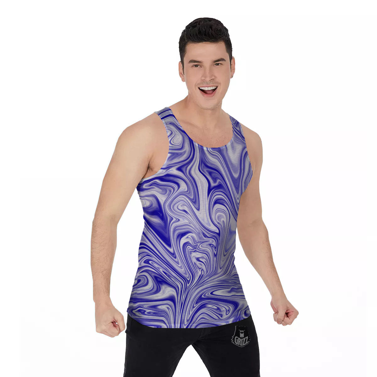 Liquid Psychedelic Print Pattern Men's Tank Top-grizzshop