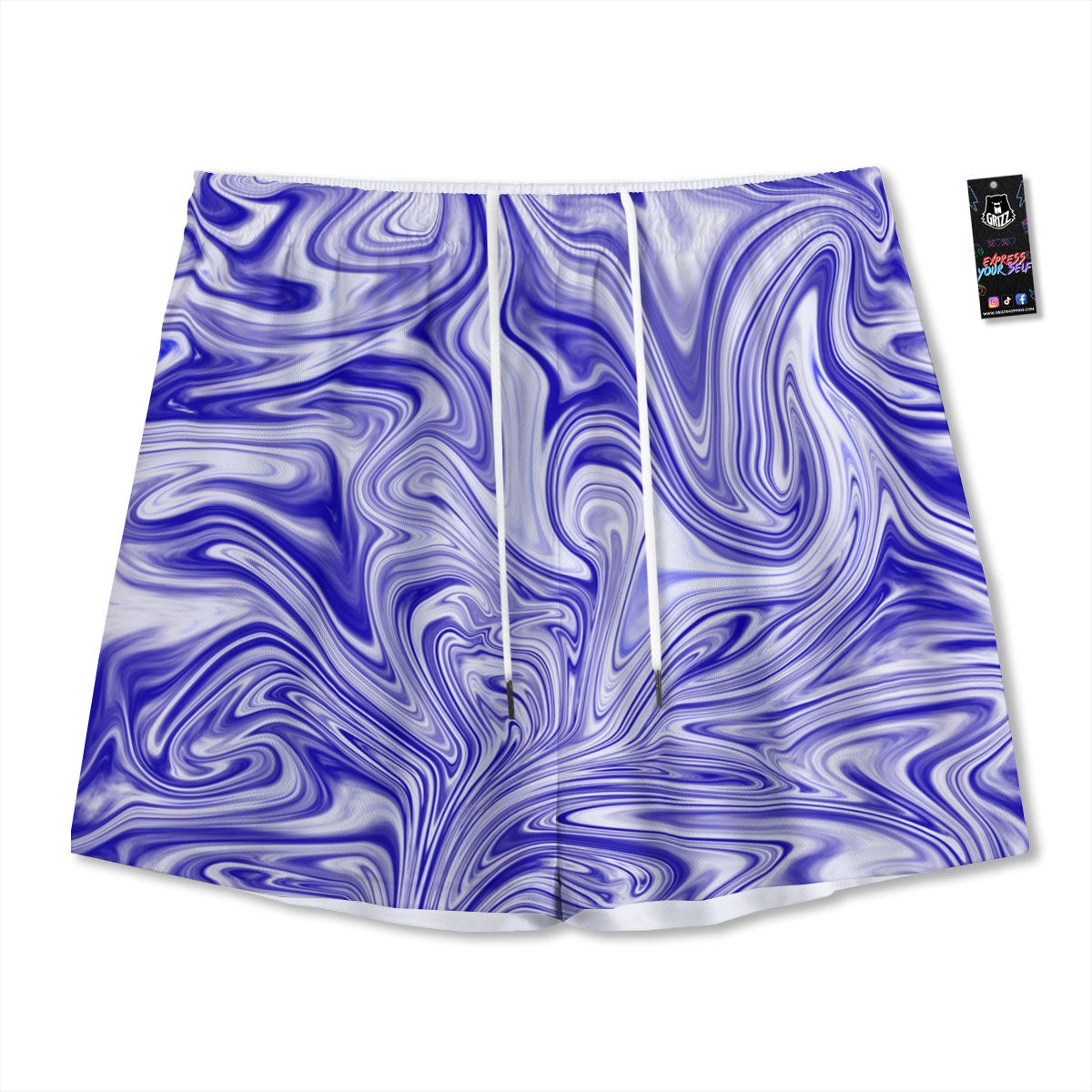Liquid Psychedelic Print Pattern Mesh Shorts