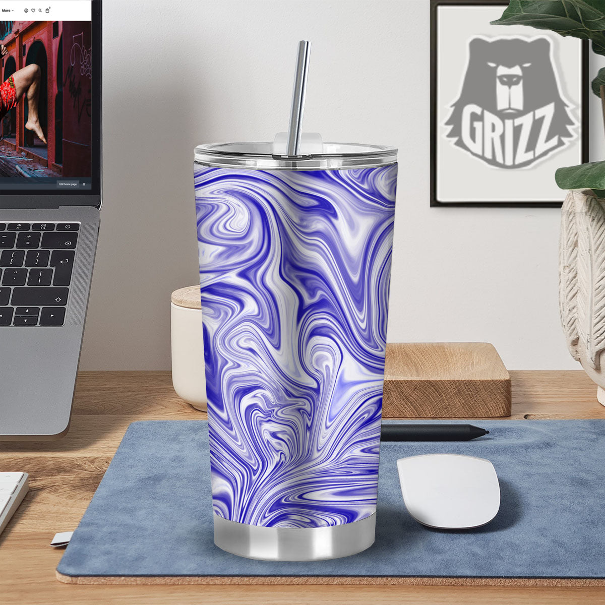 Liquid Psychedelic Print Pattern Tumbler-grizzshop