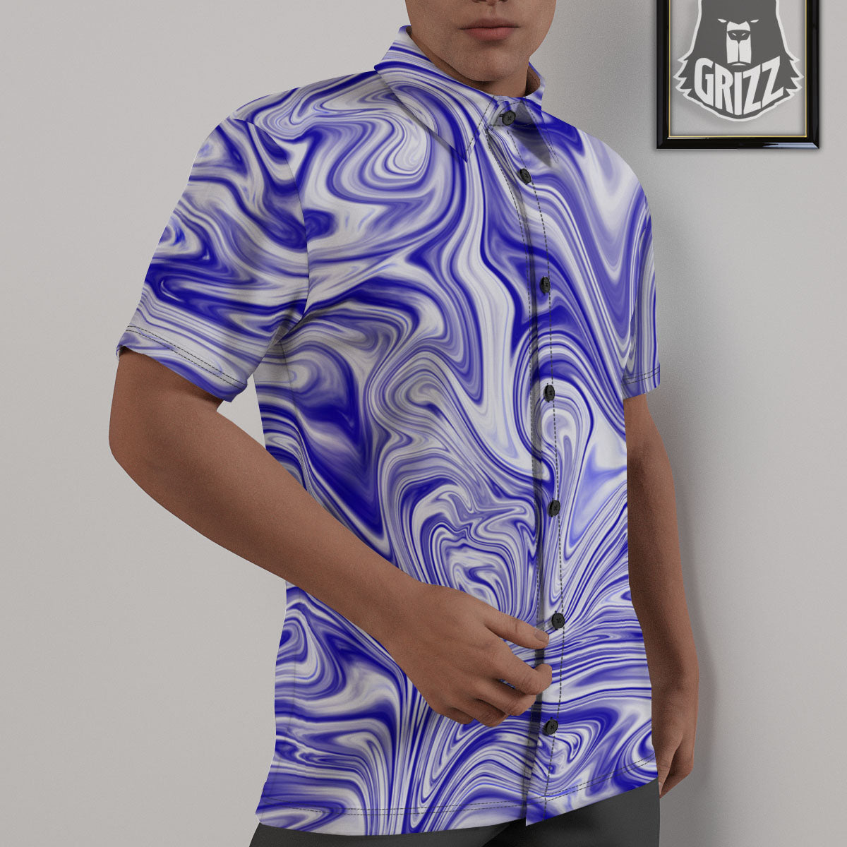 Liquid Psychedelic Print Pattern Untucked Shirts-grizzshop