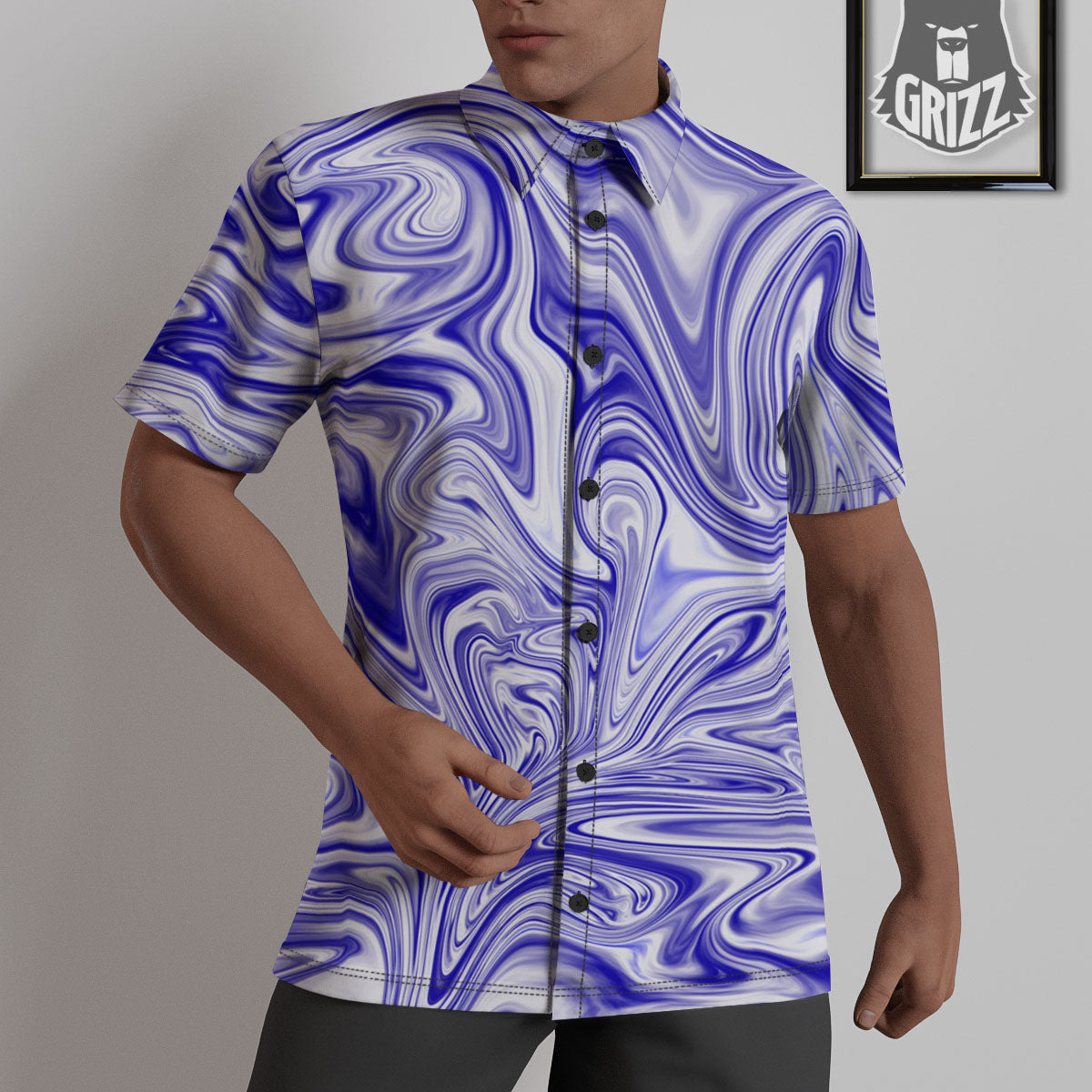 Liquid Psychedelic Print Pattern Untucked Shirts-grizzshop