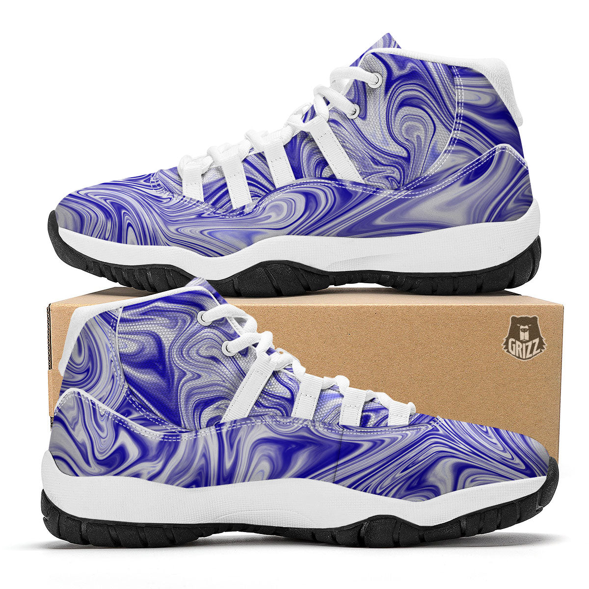 Liquid Psychedelic Print Pattern White Bball Shoes-grizzshop