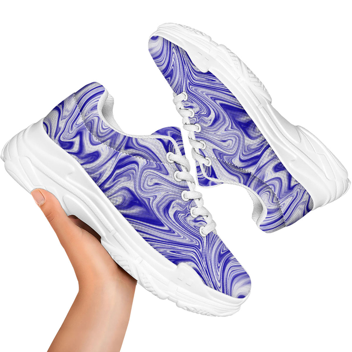 Liquid Psychedelic Print Pattern White Chunky Shoes-grizzshop