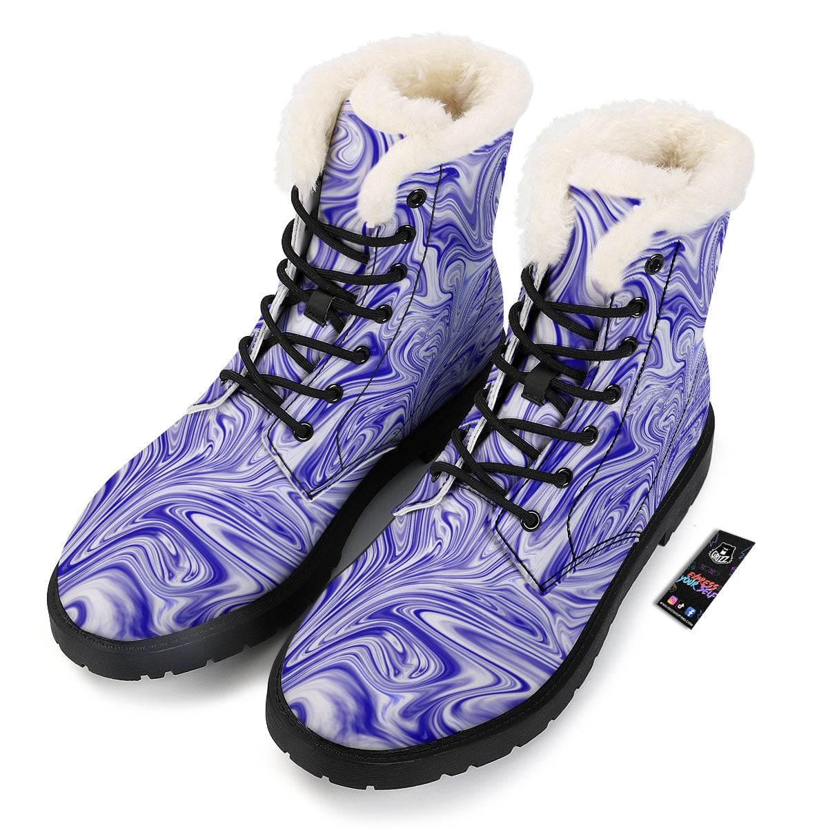 Liquid Psychedelic Print Pattern Winter Boots-grizzshop