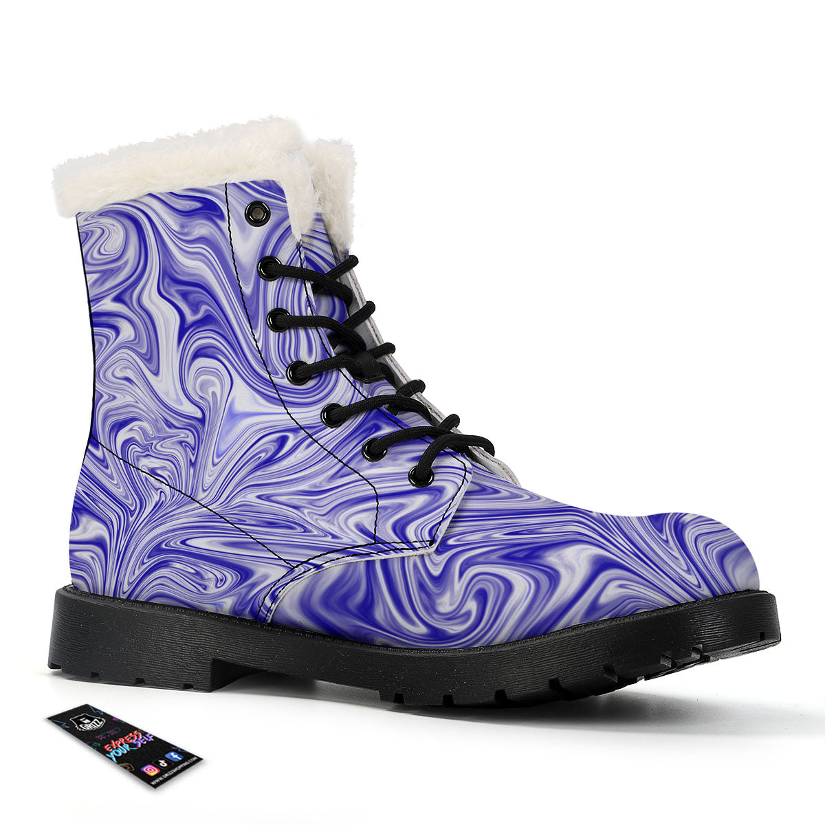 Liquid Psychedelic Print Pattern Winter Boots-grizzshop