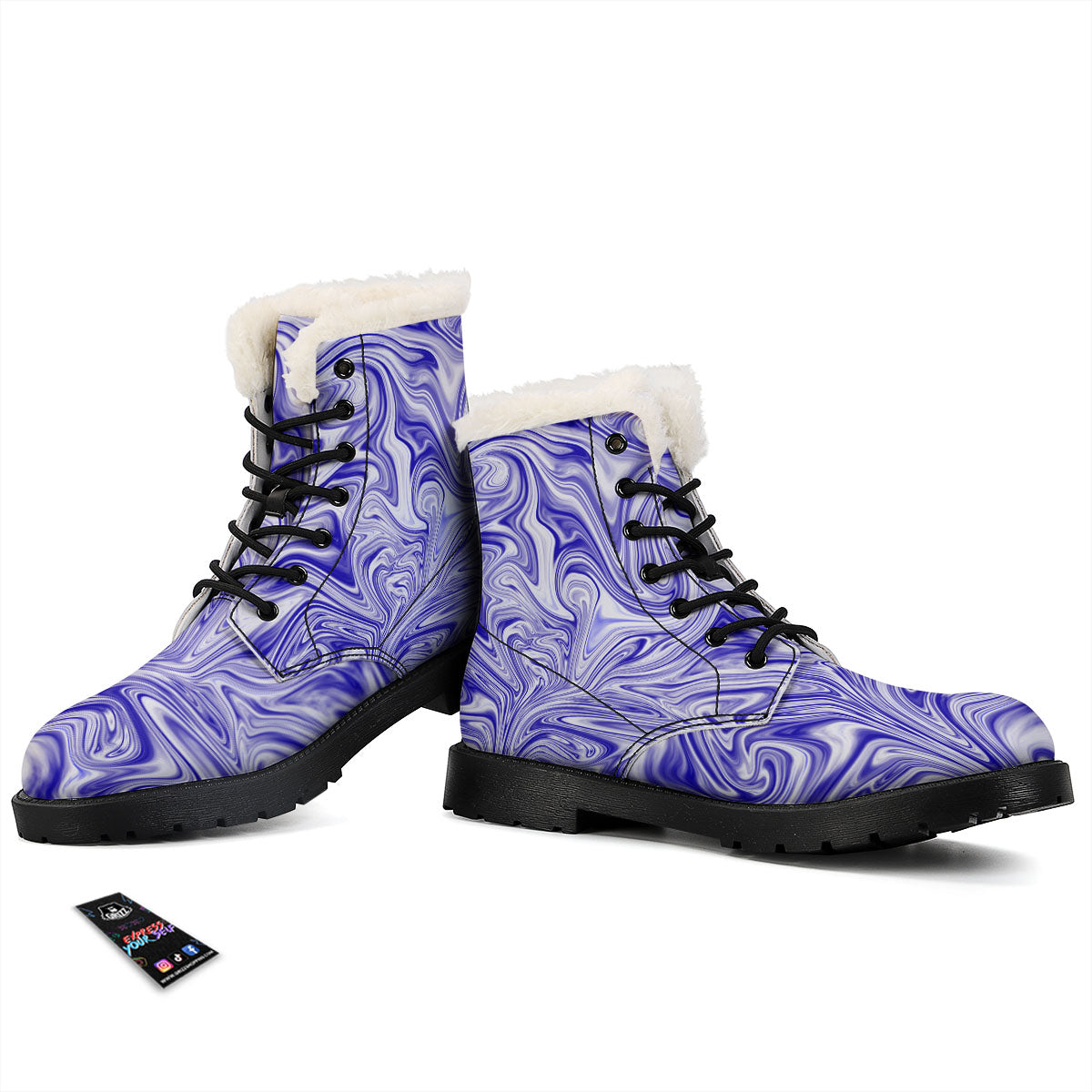 Liquid Psychedelic Print Pattern Winter Boots-grizzshop