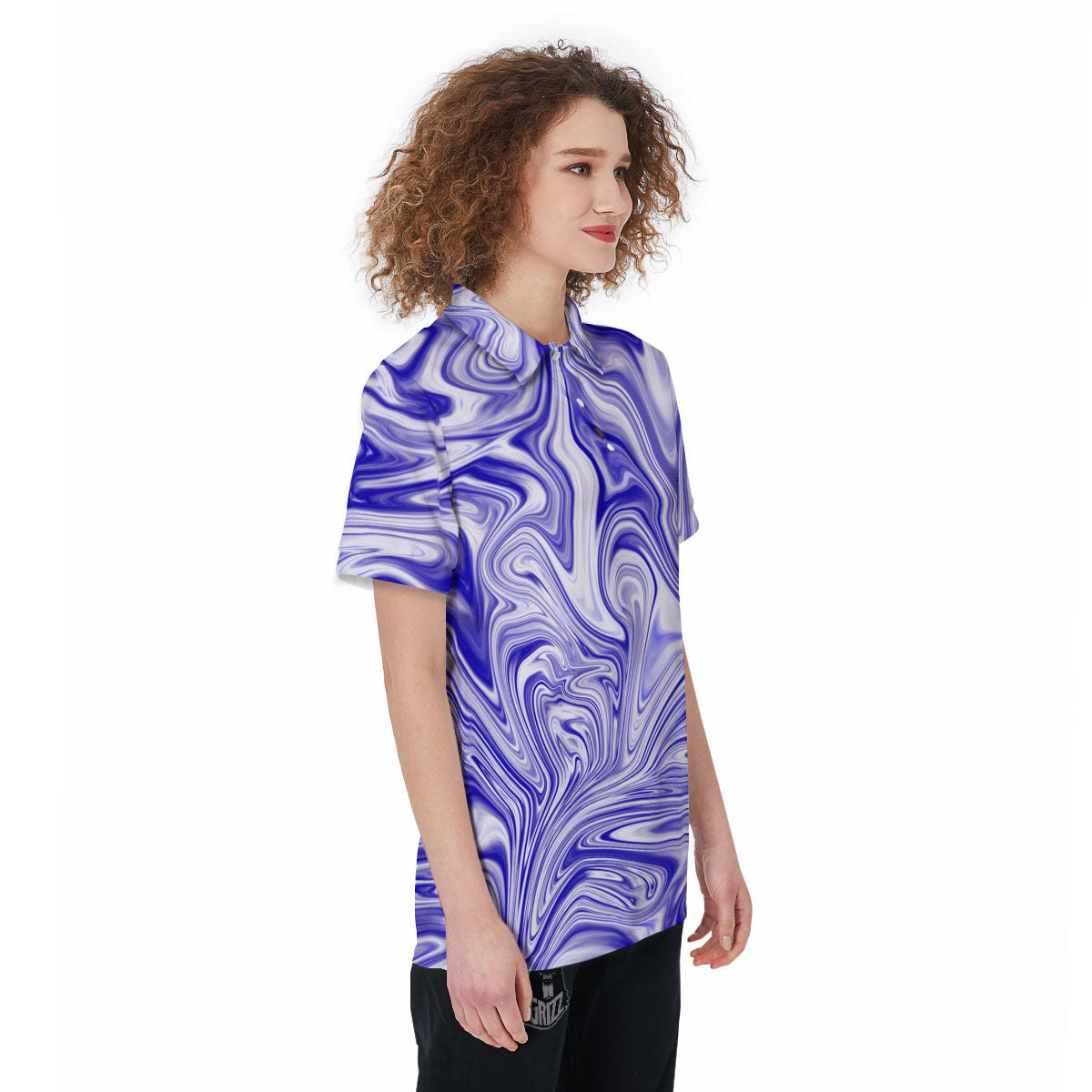Liquid Psychedelic Print Pattern Women's Golf Shirts-grizzshop