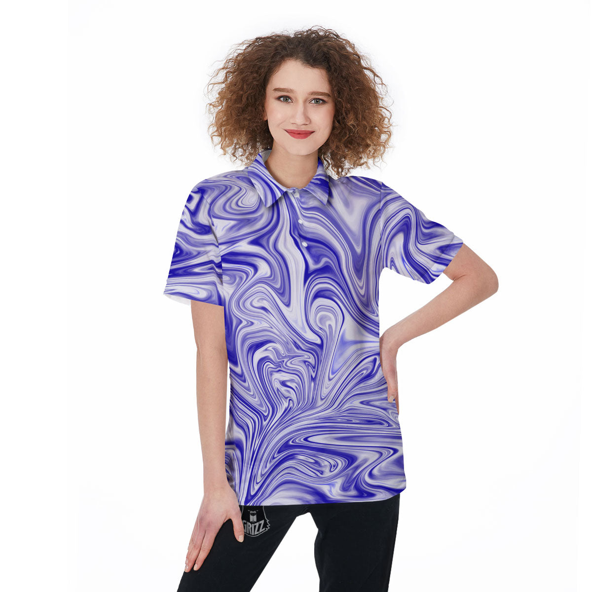 Liquid Psychedelic Print Pattern Women's Golf Shirts-grizzshop