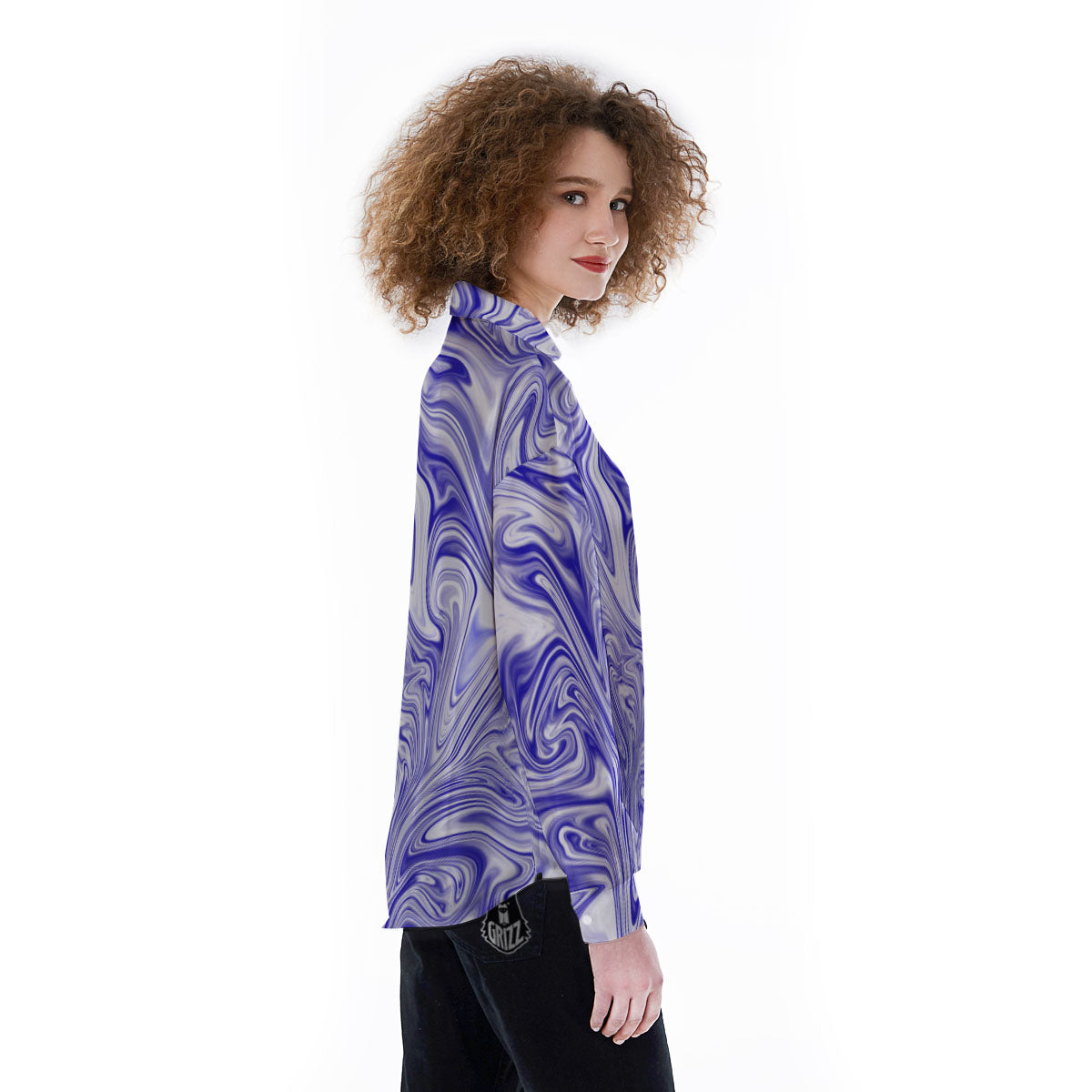 Liquid Psychedelic Print Pattern Women's Long Sleeve Shirts-grizzshop
