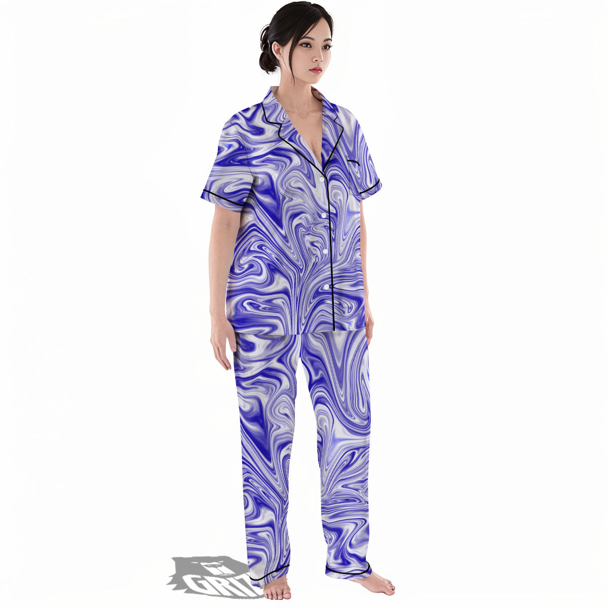Liquid Psychedelic Print Pattern Women's Pajamas Set-grizzshop
