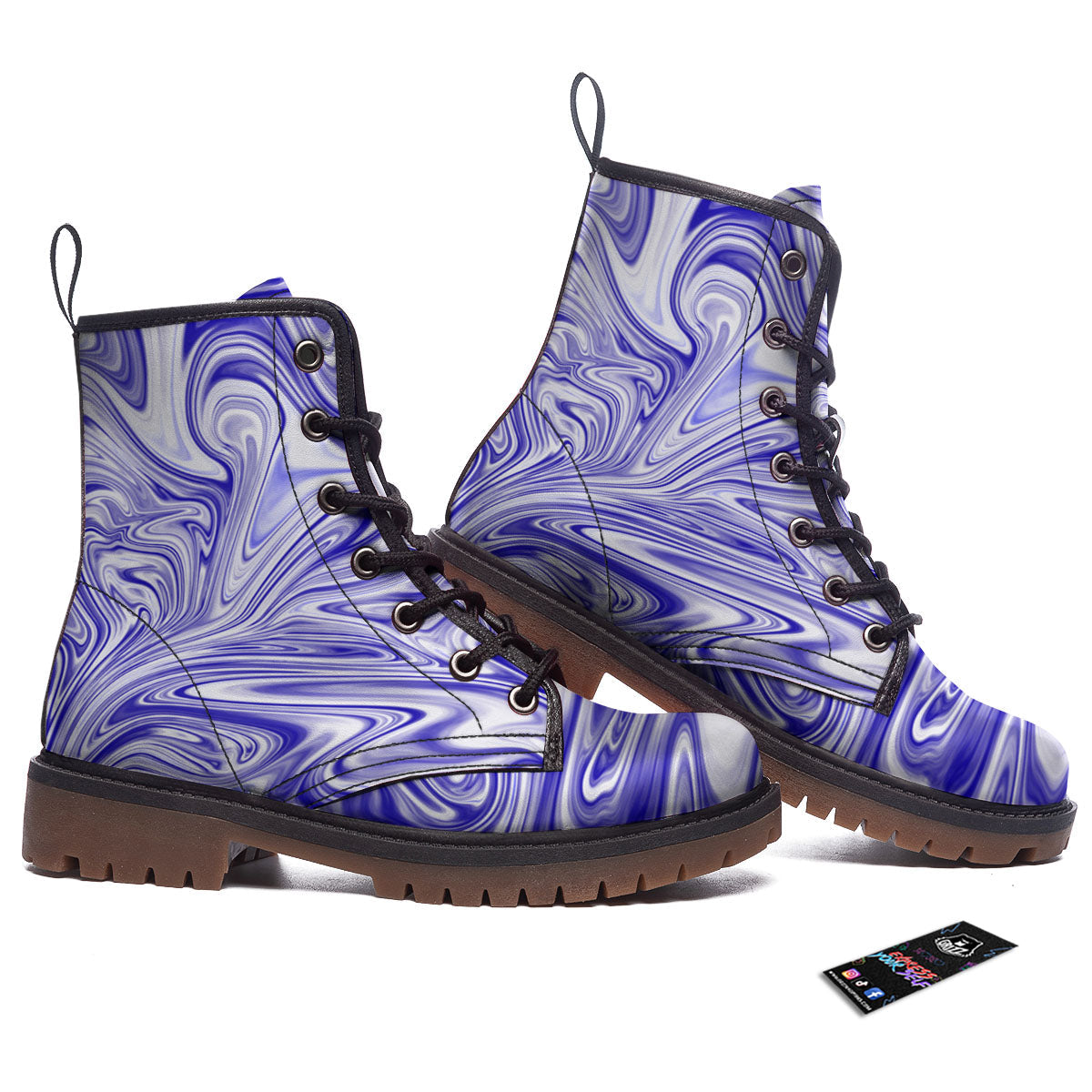 Liquid Psychedelic Print Pattern Work Boots-grizzshop