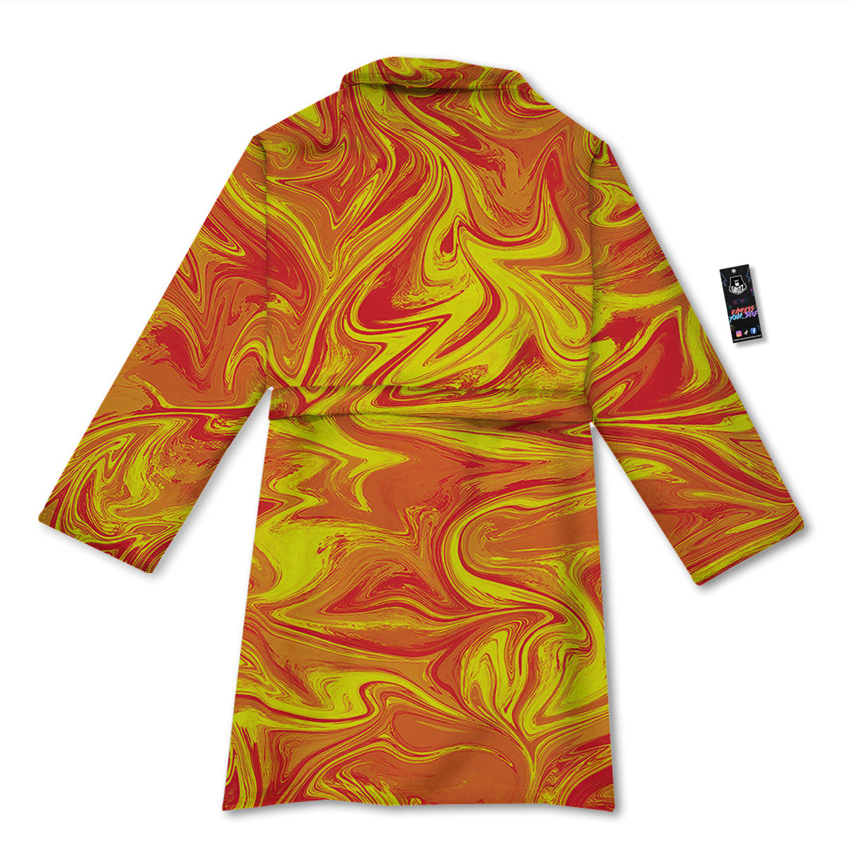 Liquid Psychedelic Trippy Orange Print Bathrobe-grizzshop