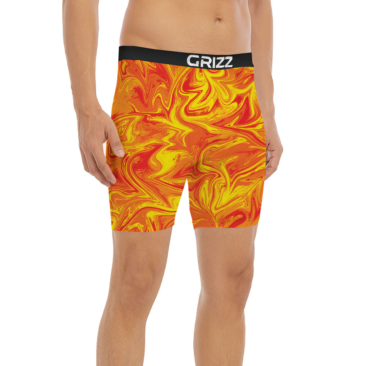 Liquid Psychedelic Trippy Orange Print Boxer Briefs-grizzshop