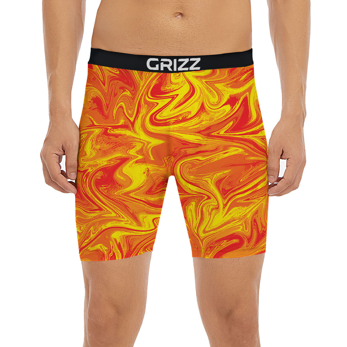 Liquid Psychedelic Trippy Orange Print Boxer Briefs-grizzshop