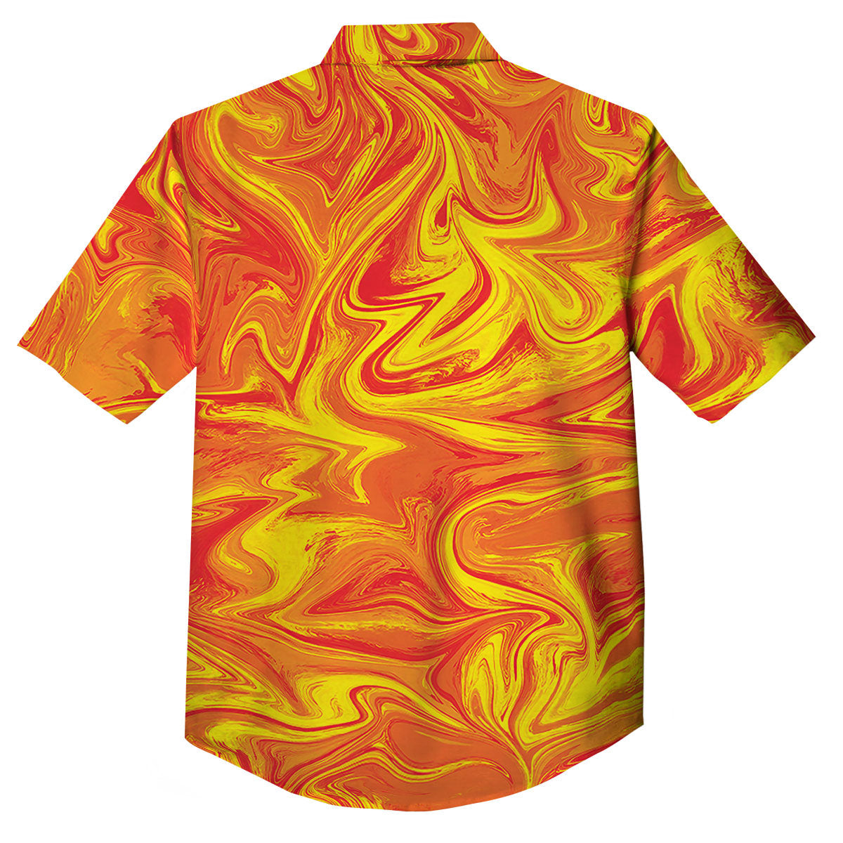 Liquid Psychedelic Trippy Orange Print Button Up Shirt-grizzshop