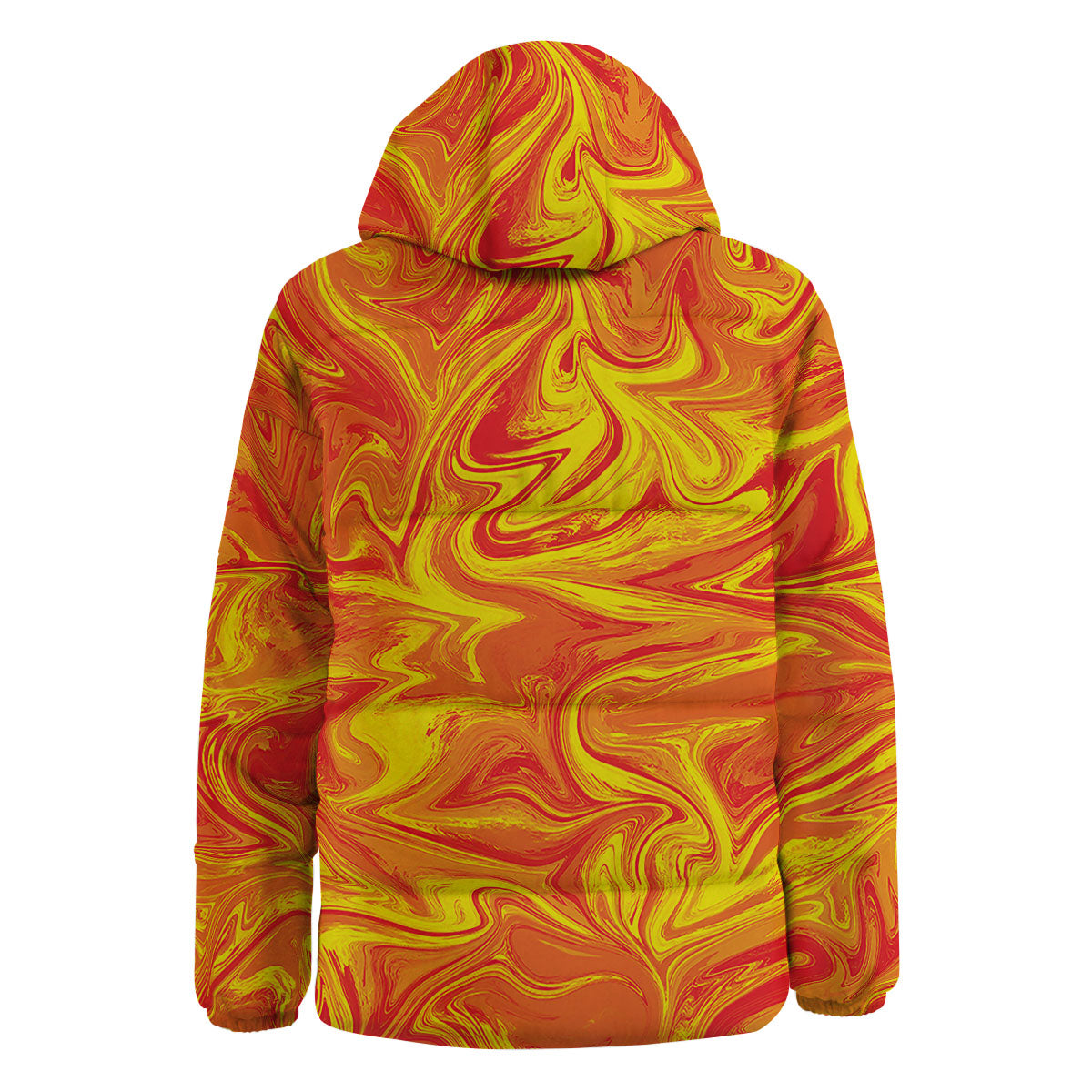 Liquid Psychedelic Trippy Orange Print Down Jacket-grizzshop