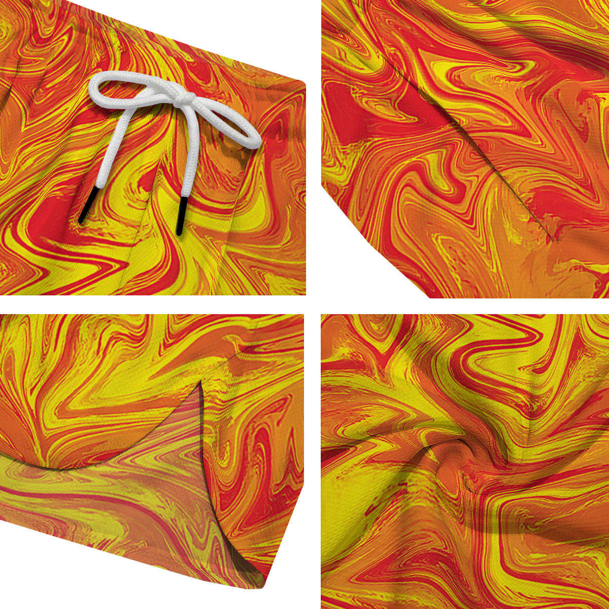 Liquid Psychedelic Trippy Orange Print Men's Running Shorts-grizzshop