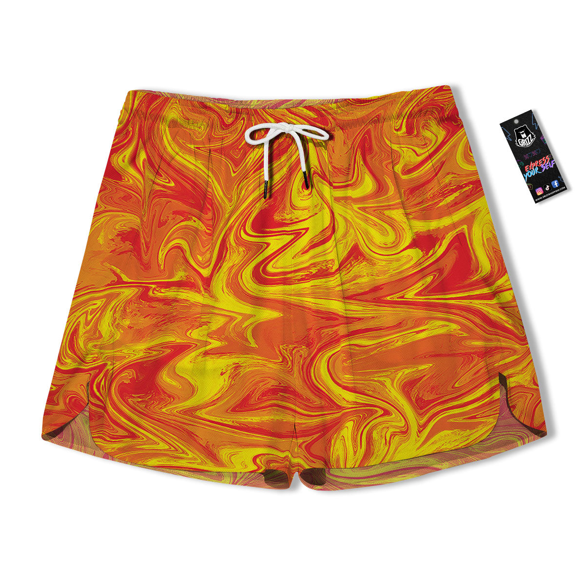 Liquid Psychedelic Trippy Orange Print Men's Running Shorts-grizzshop