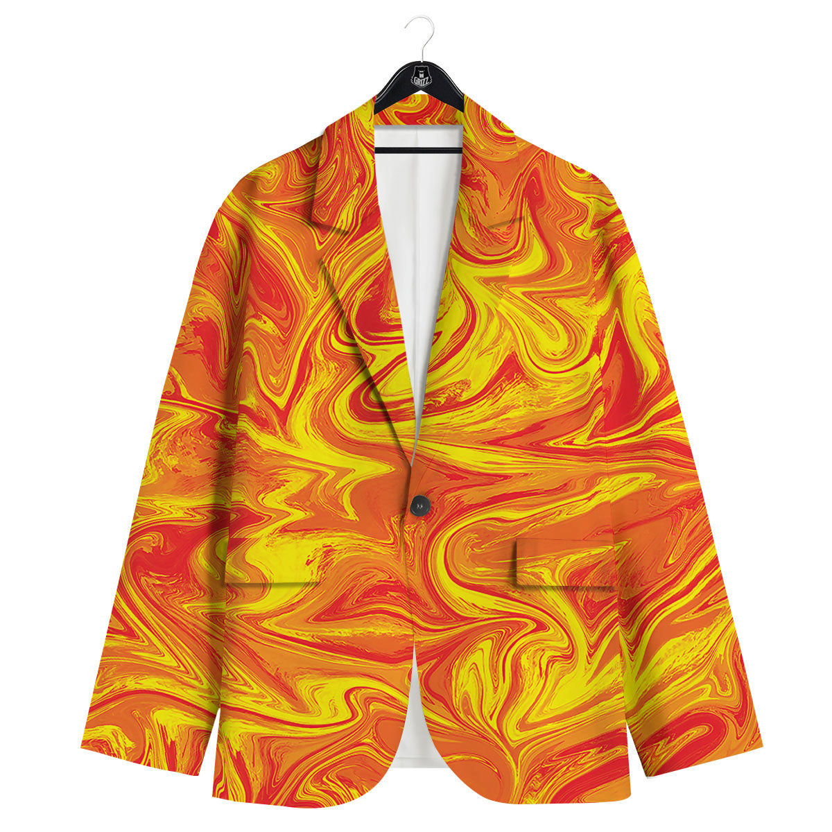 Liquid Psychedelic Trippy Orange Print Men's Sport Coat-grizzshop