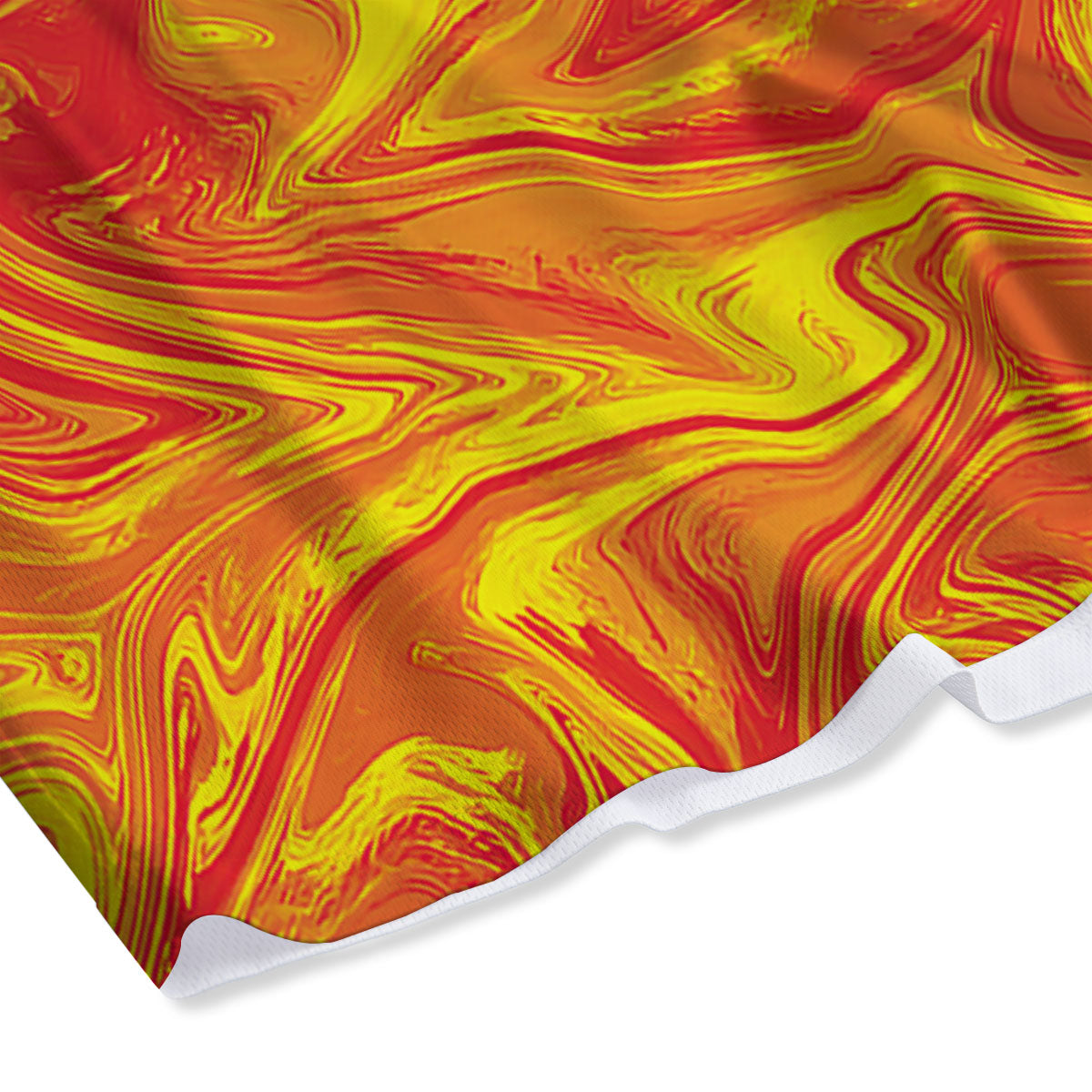 Liquid Psychedelic Trippy Orange Print Mesh Shorts