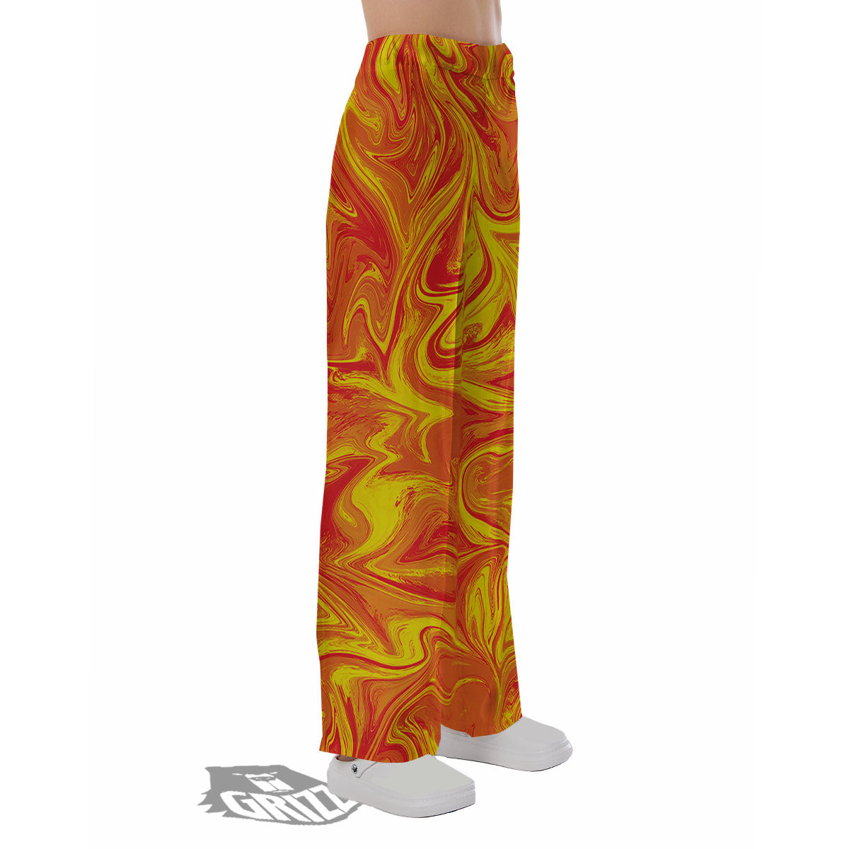 Liquid Psychedelic Trippy Orange Print Pajama Pants-grizzshop
