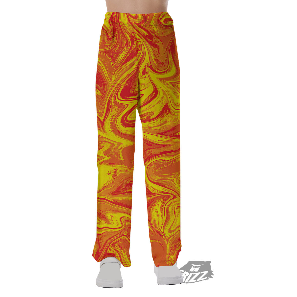Liquid Psychedelic Trippy Orange Print Pajama Pants-grizzshop