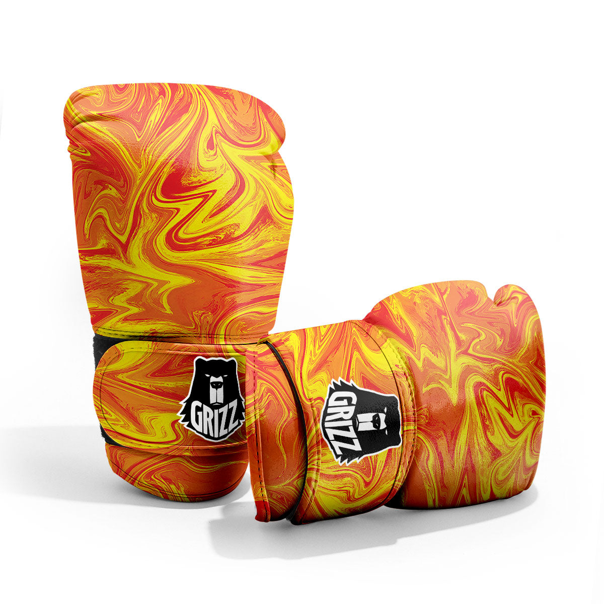 Liquid Psychedelic Trippy Orange Print Pro Boxing Glove