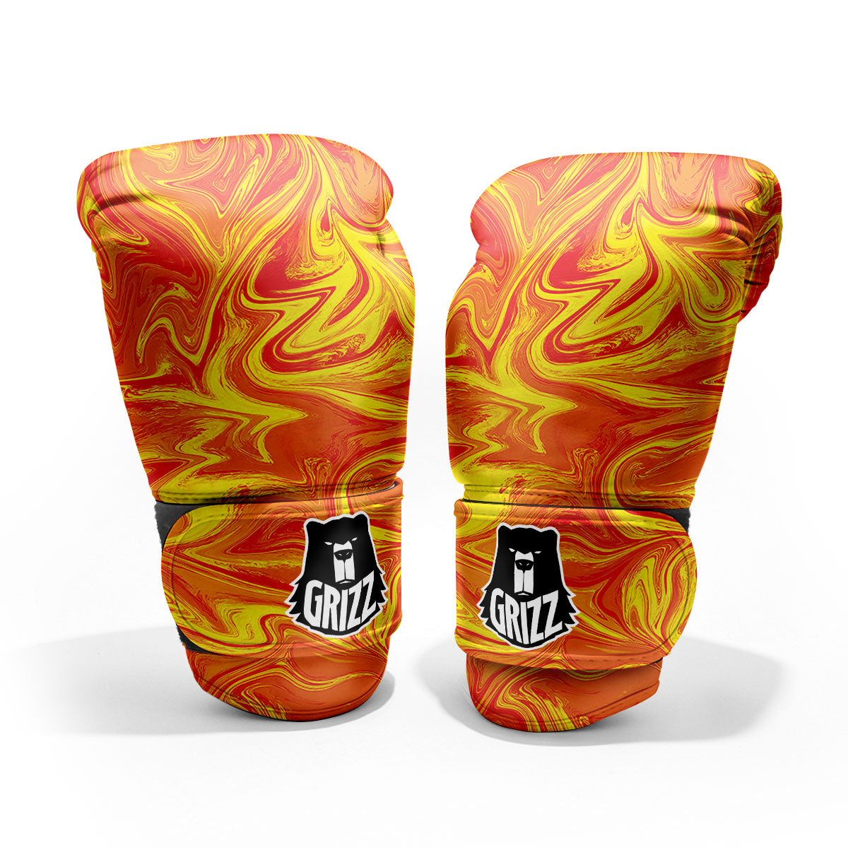 Liquid Psychedelic Trippy Orange Print Pro Boxing Glove