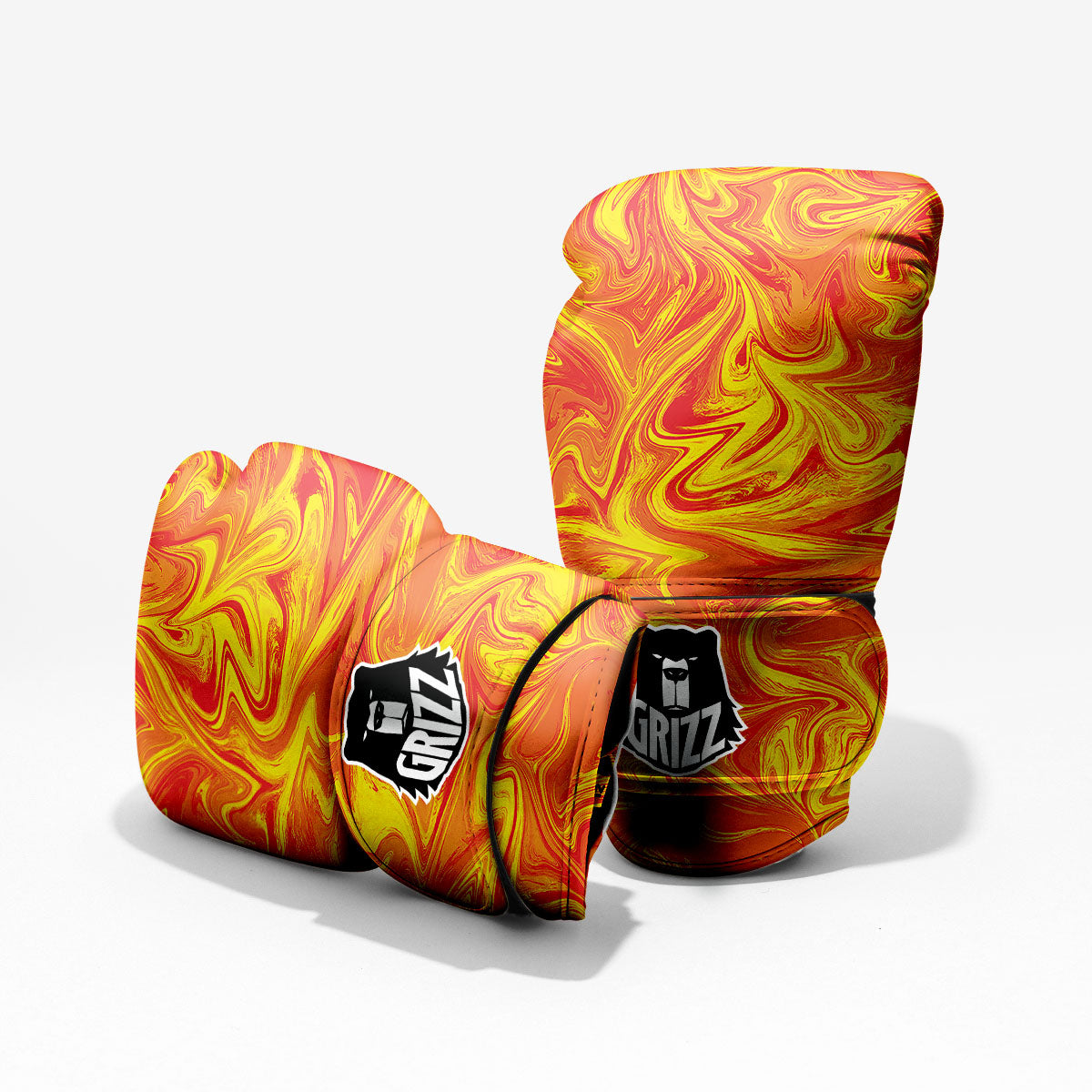 Liquid Psychedelic Trippy Orange Print Pro Boxing Glove