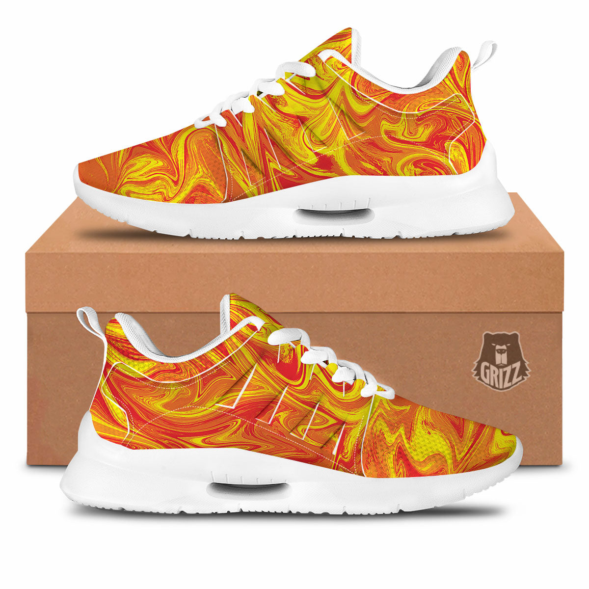 Liquid Psychedelic Trippy Orange Print Tennis Shoes-grizzshop