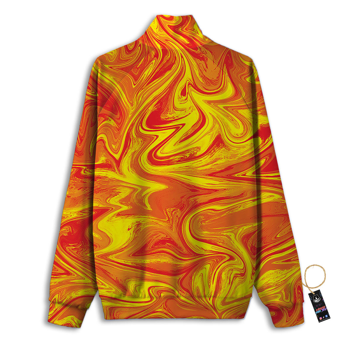 Liquid Psychedelic Trippy Orange Print Track Jacket-grizzshop