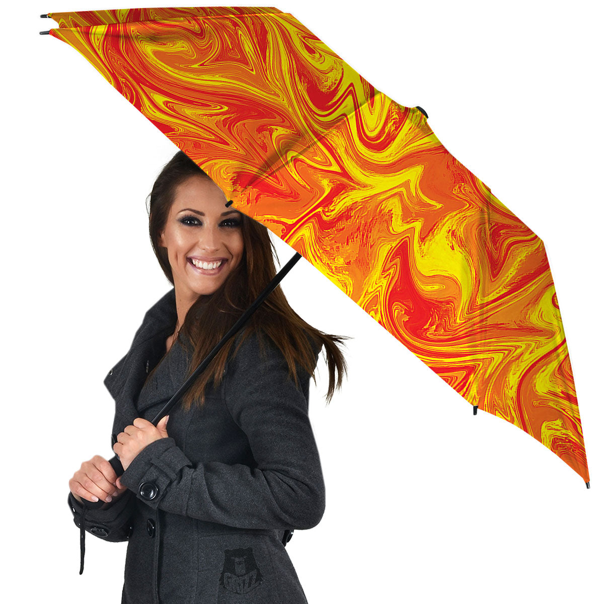 Liquid Psychedelic Trippy Orange Print Umbrella-grizzshop