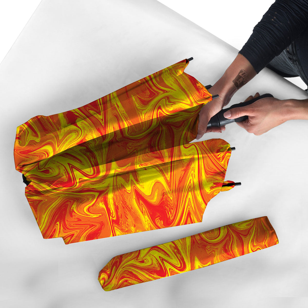 Liquid Psychedelic Trippy Orange Print Umbrella-grizzshop