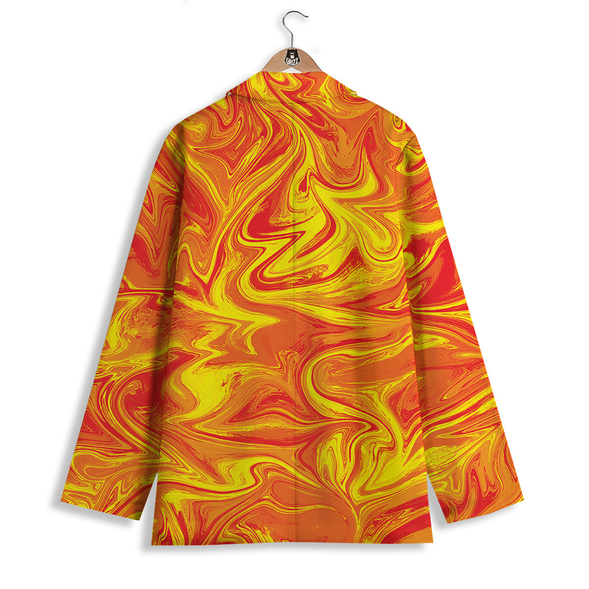 Liquid Psychedelic Trippy Orange Print Women's Blazer-grizzshop