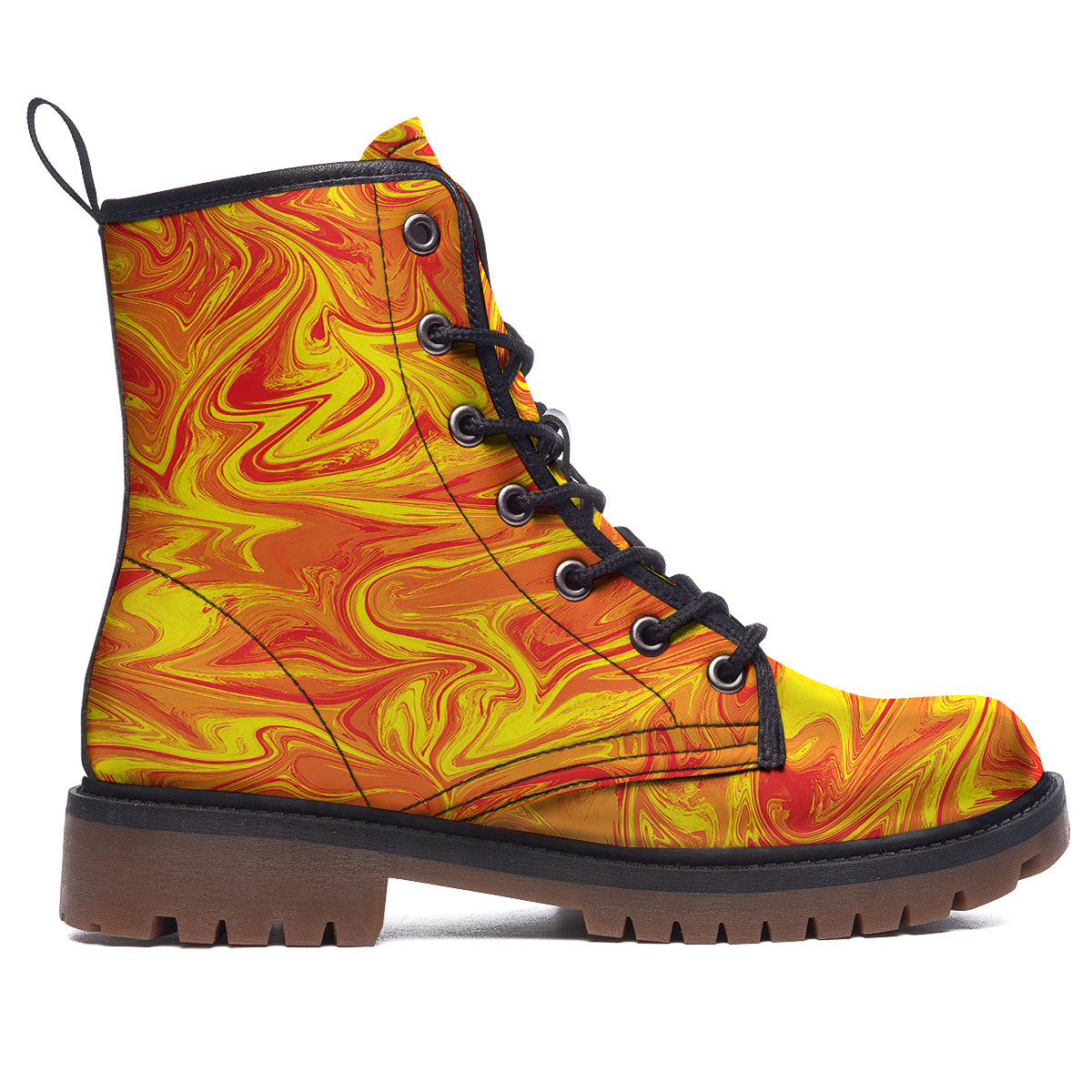 Liquid Psychedelic Trippy Orange Print Work Boots-grizzshop