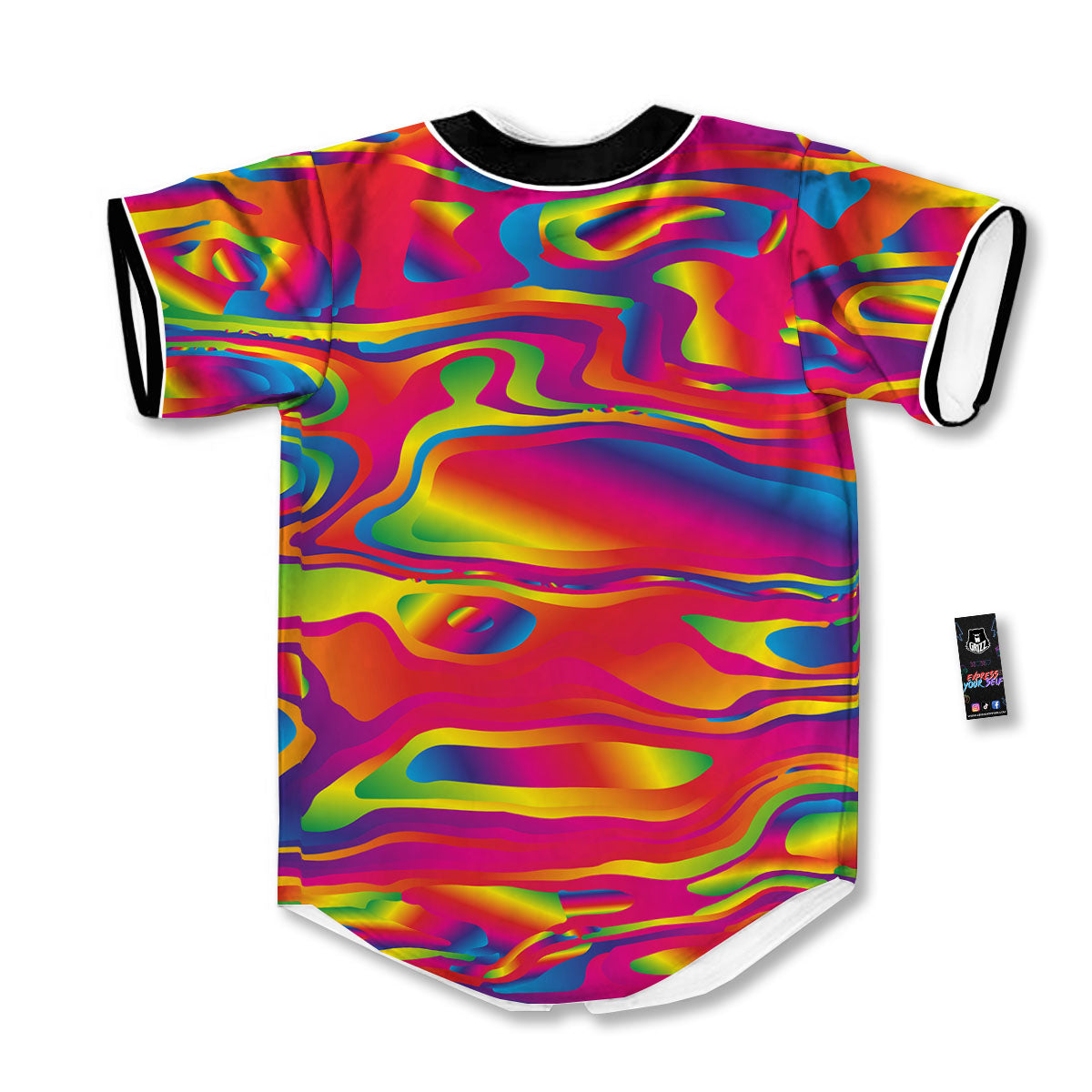 Liquid Trippy Abstract Colorful Print Baseball Jersey-grizzshop