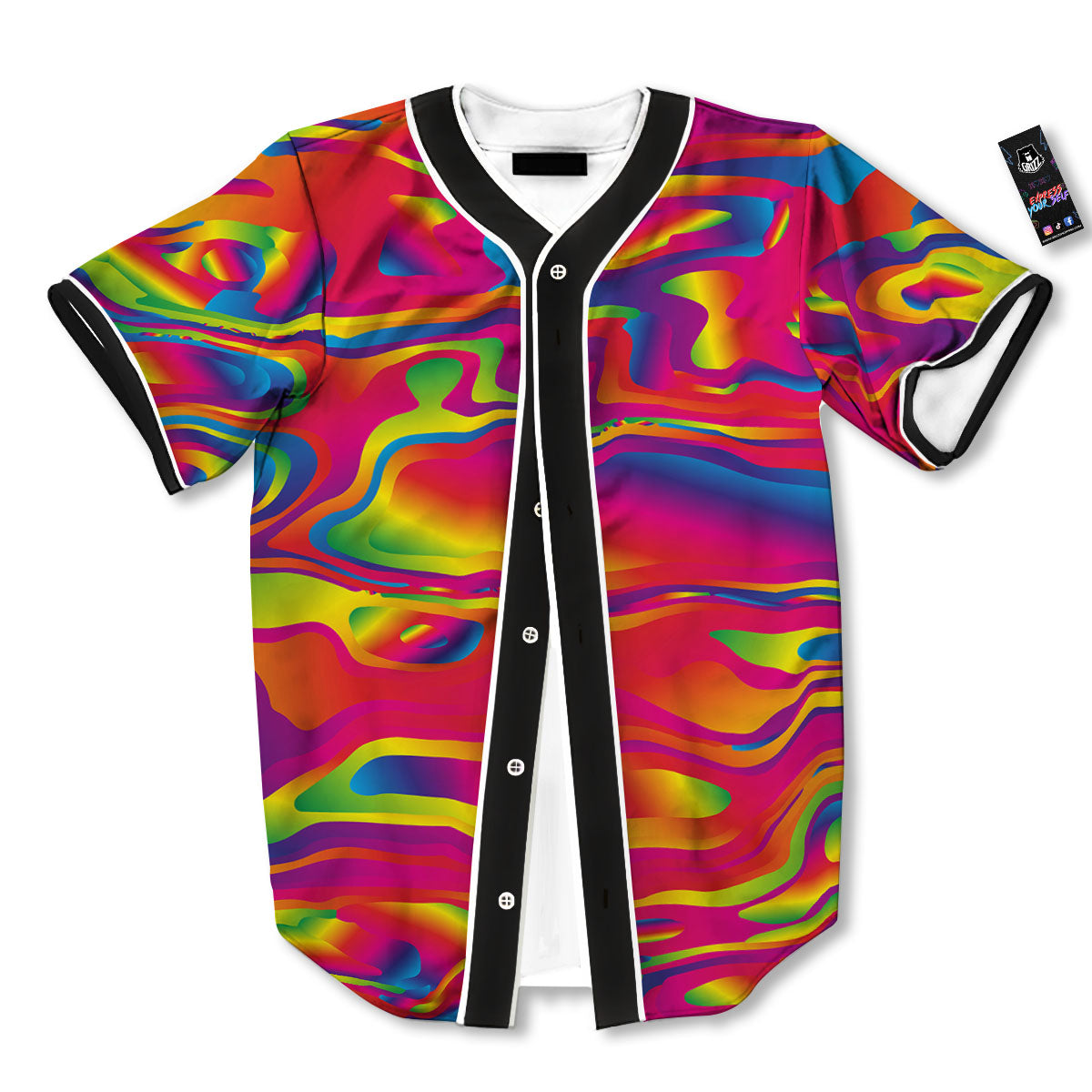 Liquid Trippy Abstract Colorful Print Baseball Jersey-grizzshop