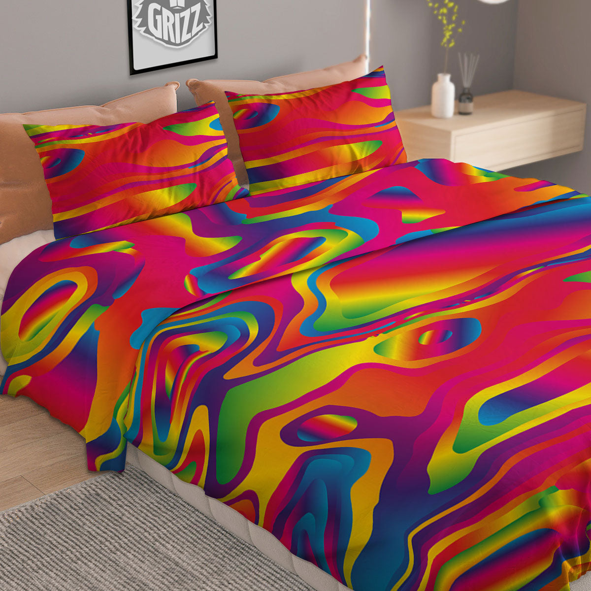 Liquid Trippy Abstract Colorful Print Duvet Cover Bedding Set