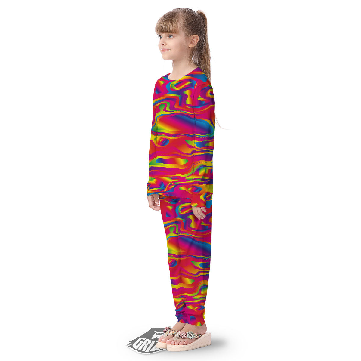 Liquid Trippy Abstract Colorful Print Kid's Pajamas-grizzshop