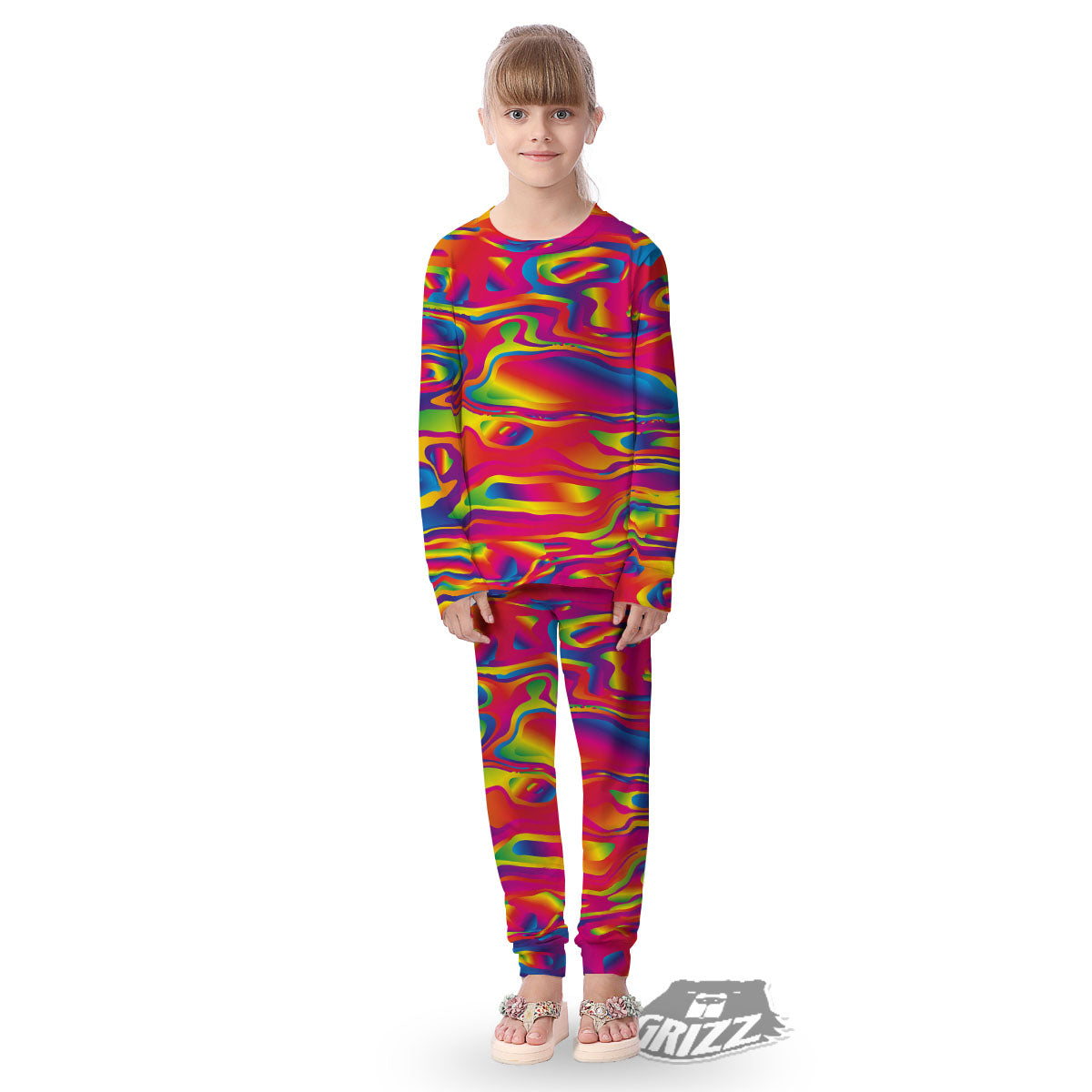Liquid Trippy Abstract Colorful Print Kid's Pajamas-grizzshop