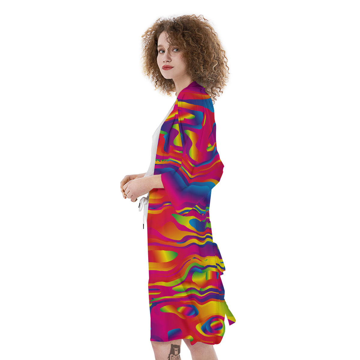 Liquid Trippy Abstract Colorful Print Kimono-grizzshop