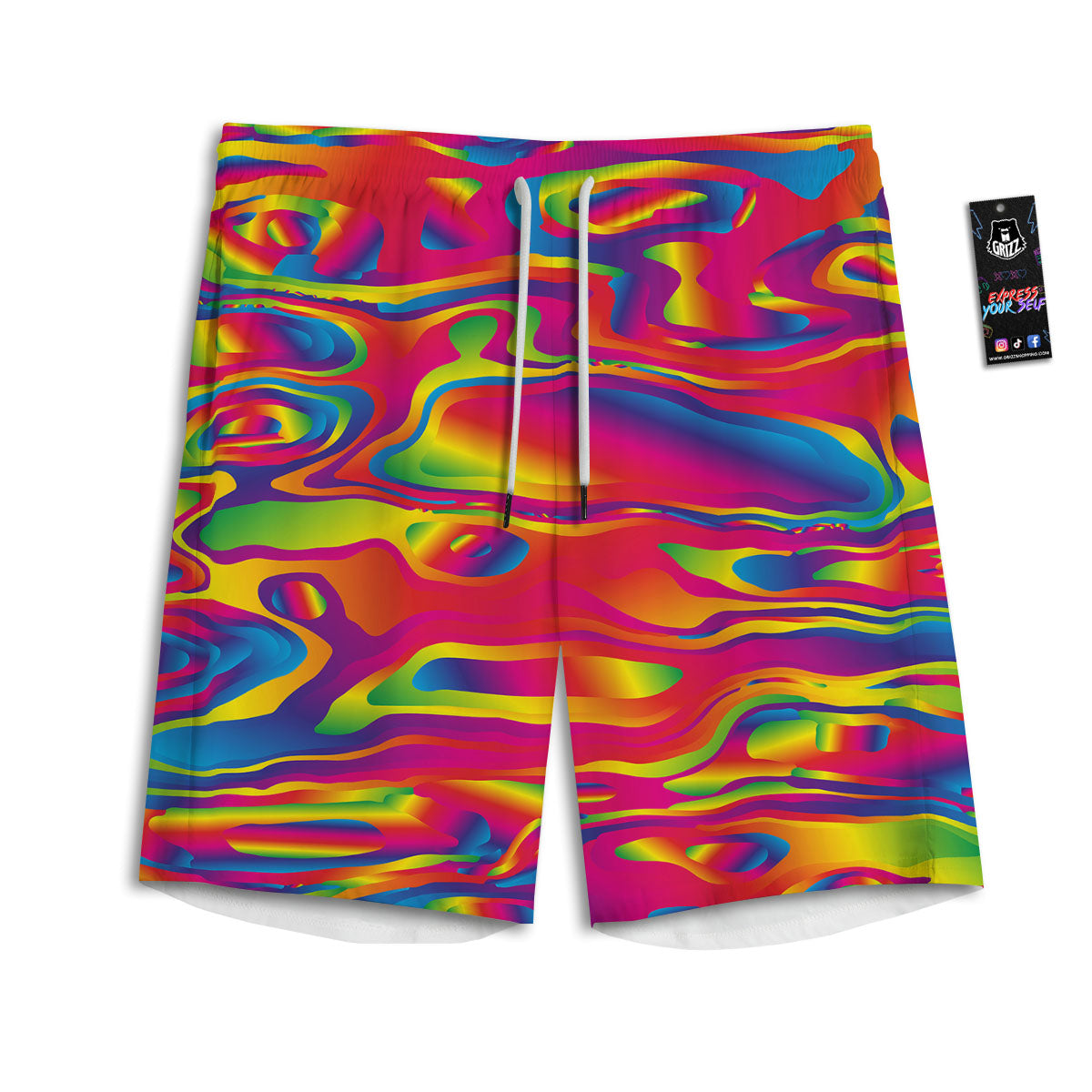 Liquid Trippy Abstract Colorful Print Men's Athletic Shorts