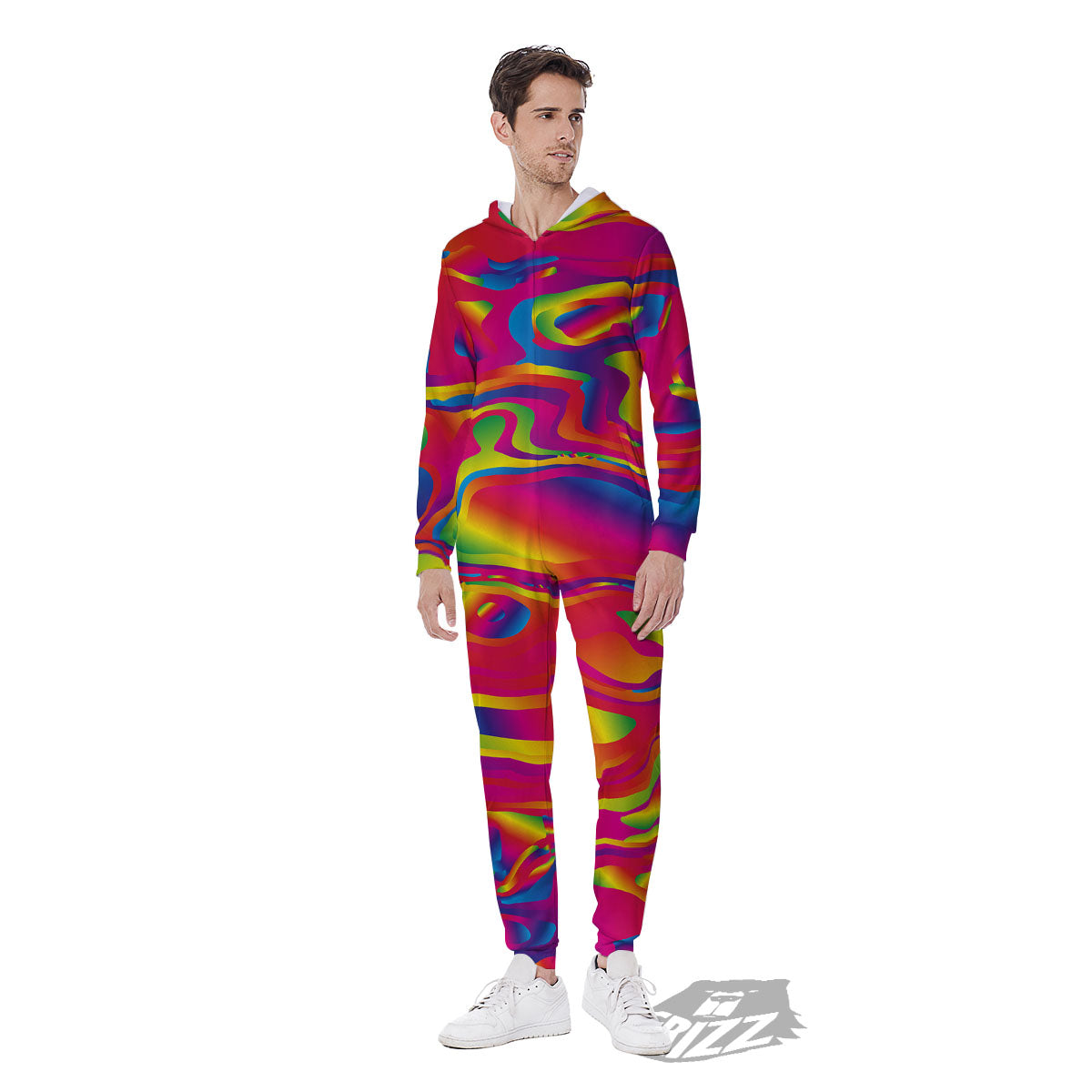 Liquid Trippy Abstract Colorful Print Men's Jumpsuit-grizzshop